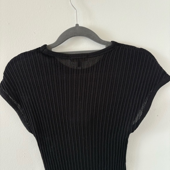 Massimo Dutti Open Knit Ribbed Crew Neck Black Top Size L NWT - Picture 8 of 11